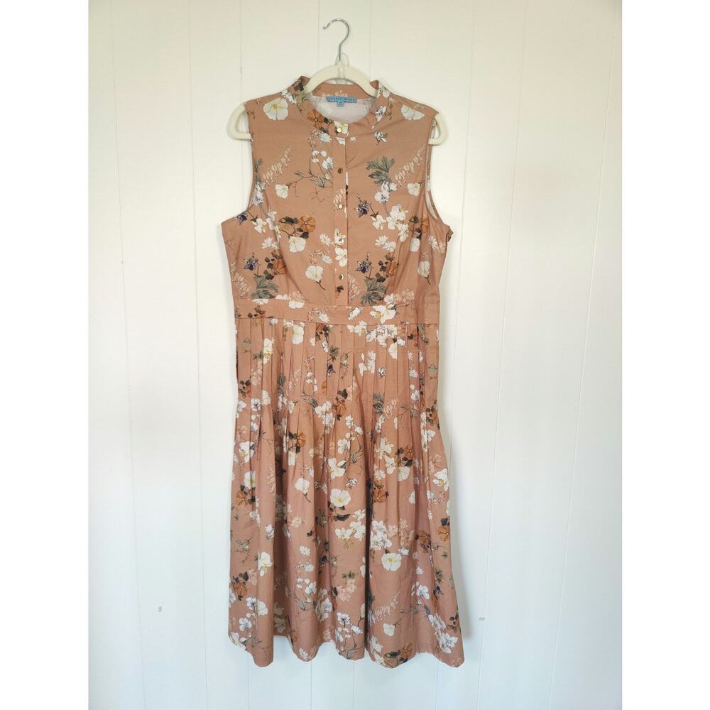 Antonio Melani Cotton Floral Midi Shirtdress Sleeveless Coquette Preppy 14